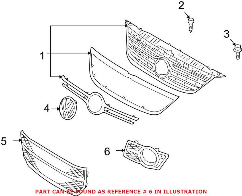 VW Fog Light Trim - Front Driver Side 5N0853665A9B9